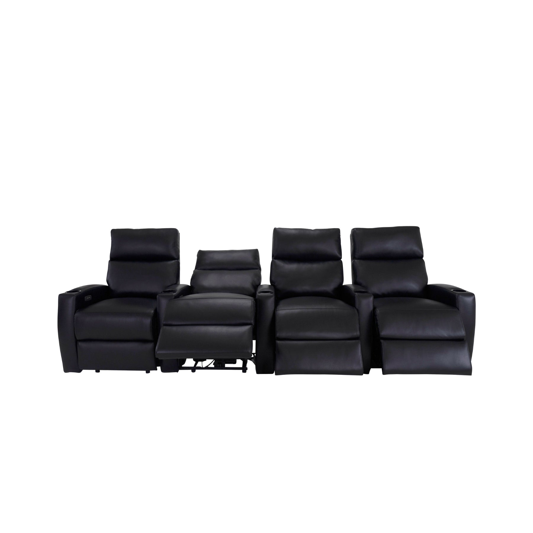 RowOne 4-Piece Recliner Set - Ultra Soft Fabric Sectional Sofa with Cup Holders and USB Ports | Perfect for Living Room, Home Theater, and Family Gatherings