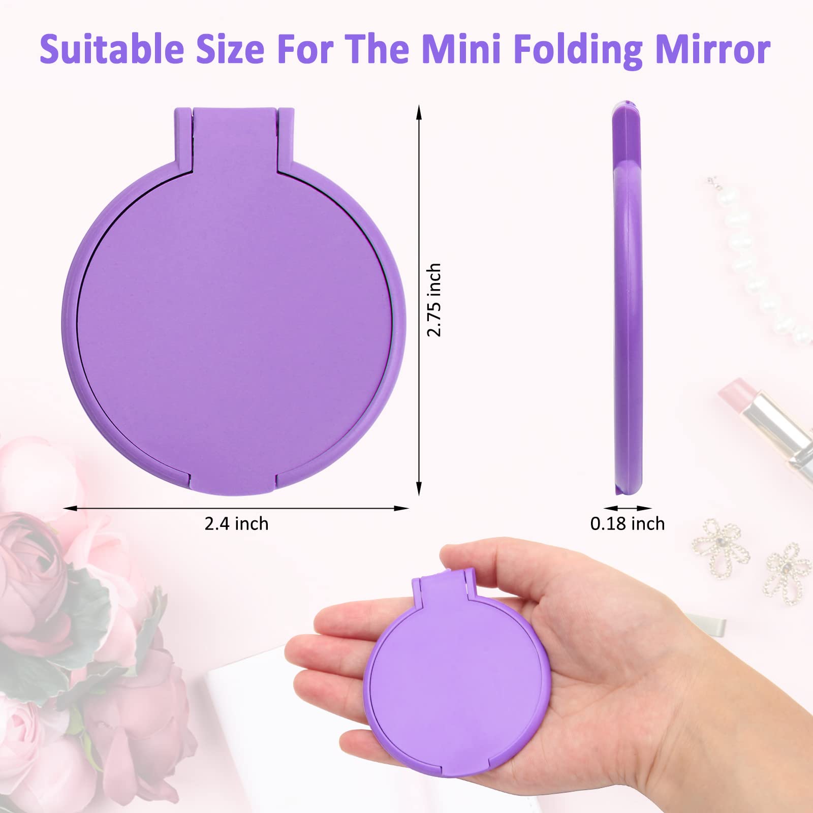 12 Pcs Mini Folding Compact Mirror Set - 2.4 Inch Round Portable Travel Makeup Mirror for Women & Girls - Perfect for Purse, Travel, Home & Daily Makeup Use