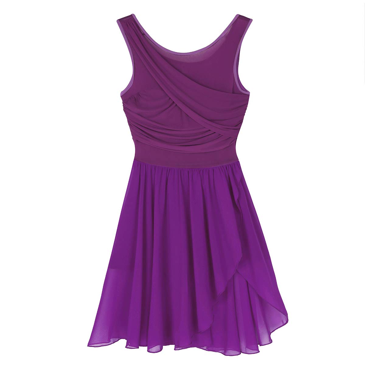 Elegant Women's Lyrical Dance Costume - V-Neck High-Low Ballet Leotard Dress for Gymnastics & Performance | Perfect for Recitals, Competitions & Dance Practice