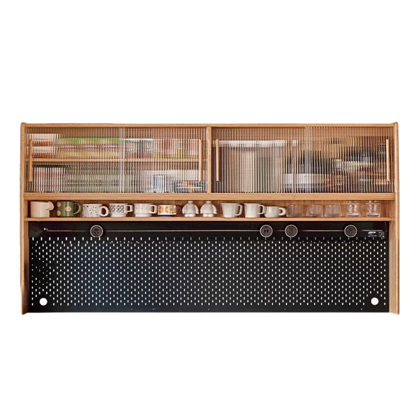 70.5x11x43.3 inch / 179x28x110сm/ Natural wood color/ sideboard shelf + Bull electric rail flagship version