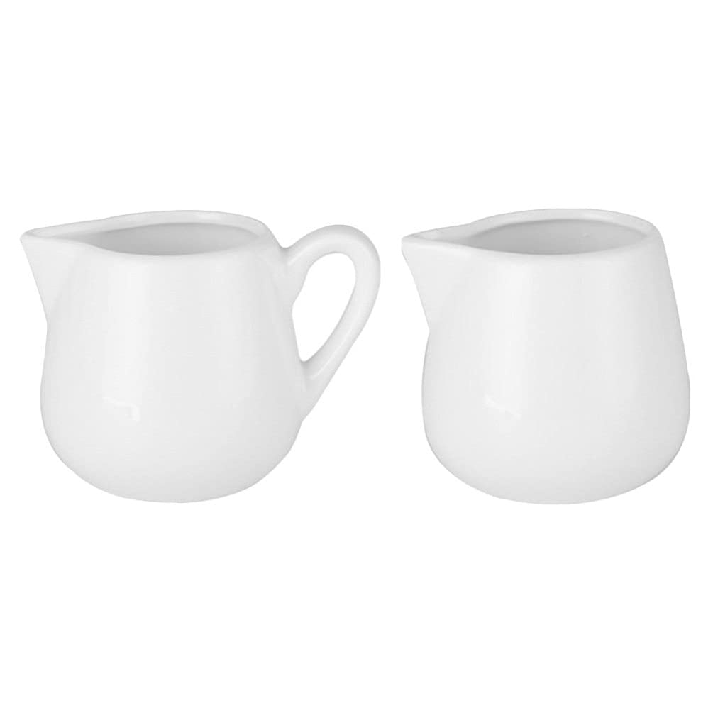 Hemoton 2-Piece Mini Ceramic Creamer Set with Handle - Small Milk & Coffee Pitcher for Espresso, Syrup, and Cream - Perfect for Kitchen, Coffee Bar, and Terrarium Decor