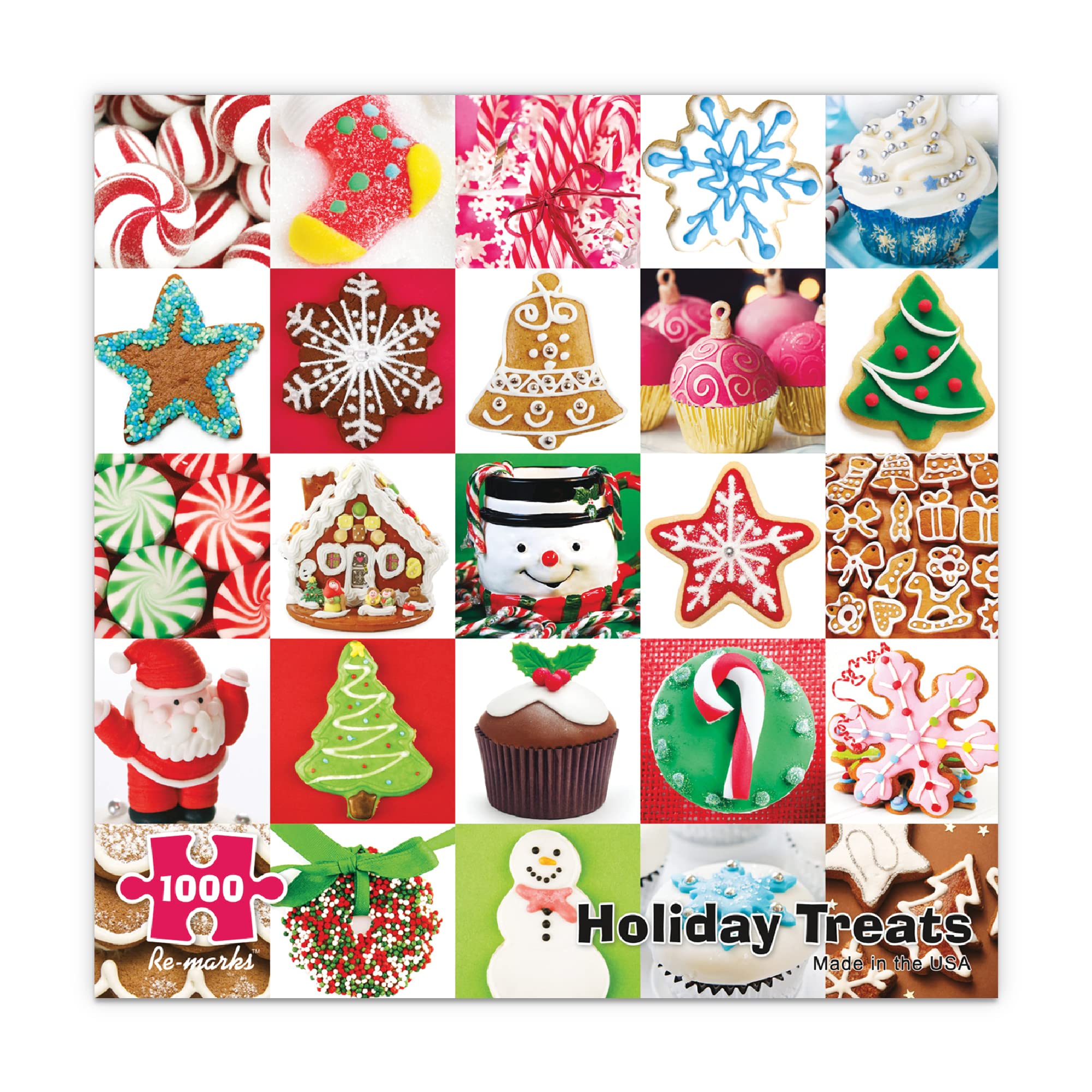 Re-marks Holiday Treats 1000-Piece Christmas Jigsaw Puzzle - Festive Collage Puzzle for Adults & Families - Perfect for Holiday Decor, Gift Giving & Cozy Winter Nights