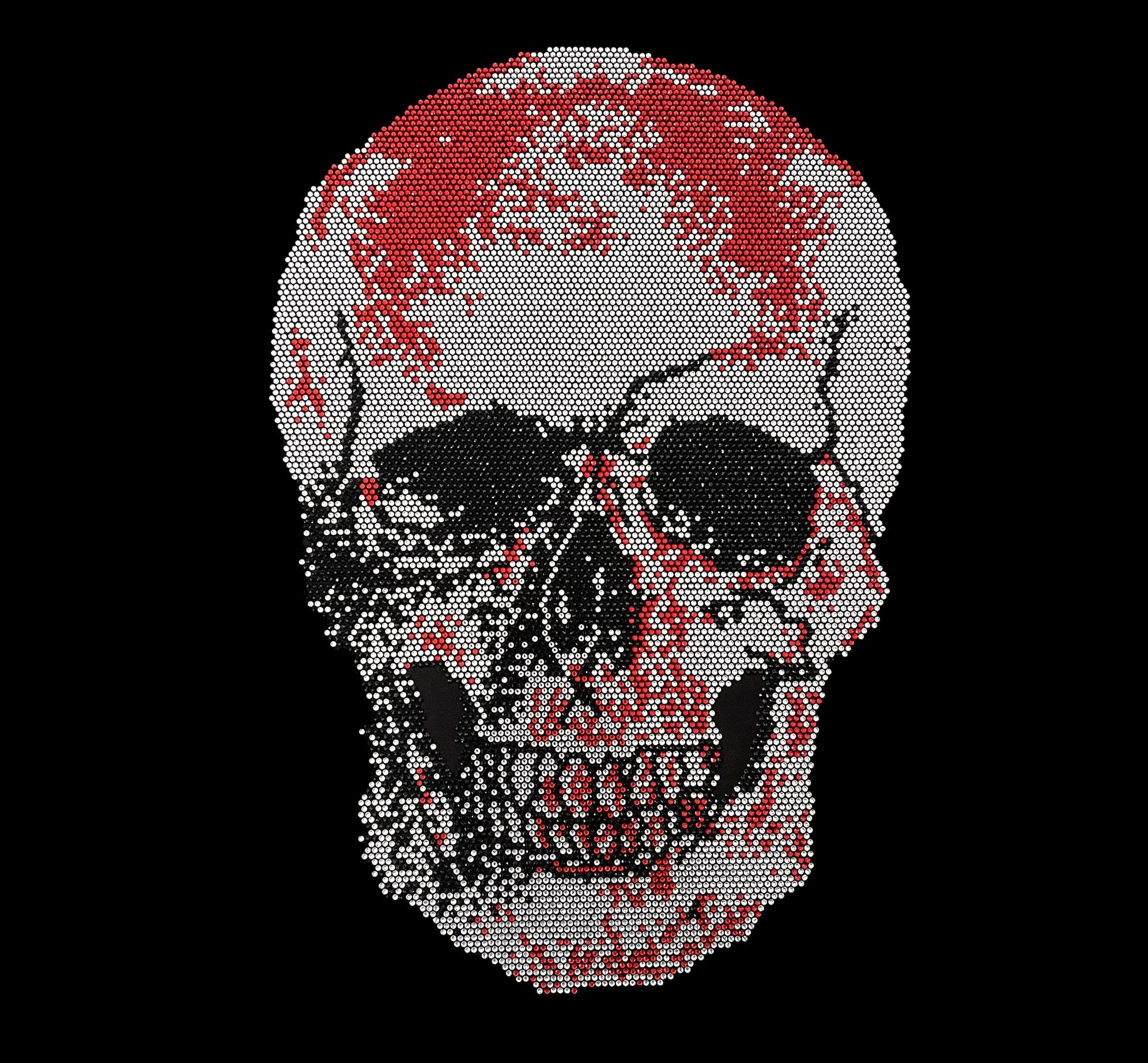 Rhinestone Red Skull Iron-On Patch for Jackets, Hats & Bags - DIY Embellishment for Punk, Gothic & Biker Fashion