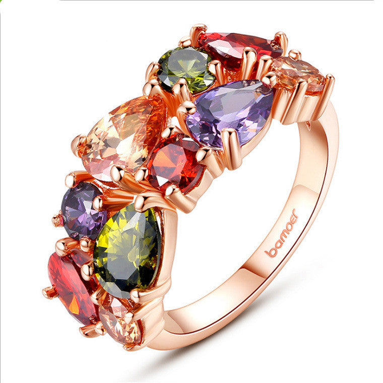 Stunning Multi-Color Zirconia Ring for Women | Elegant Zircon Jewelry | Perfect for Parties, Weddings & Special Occasions