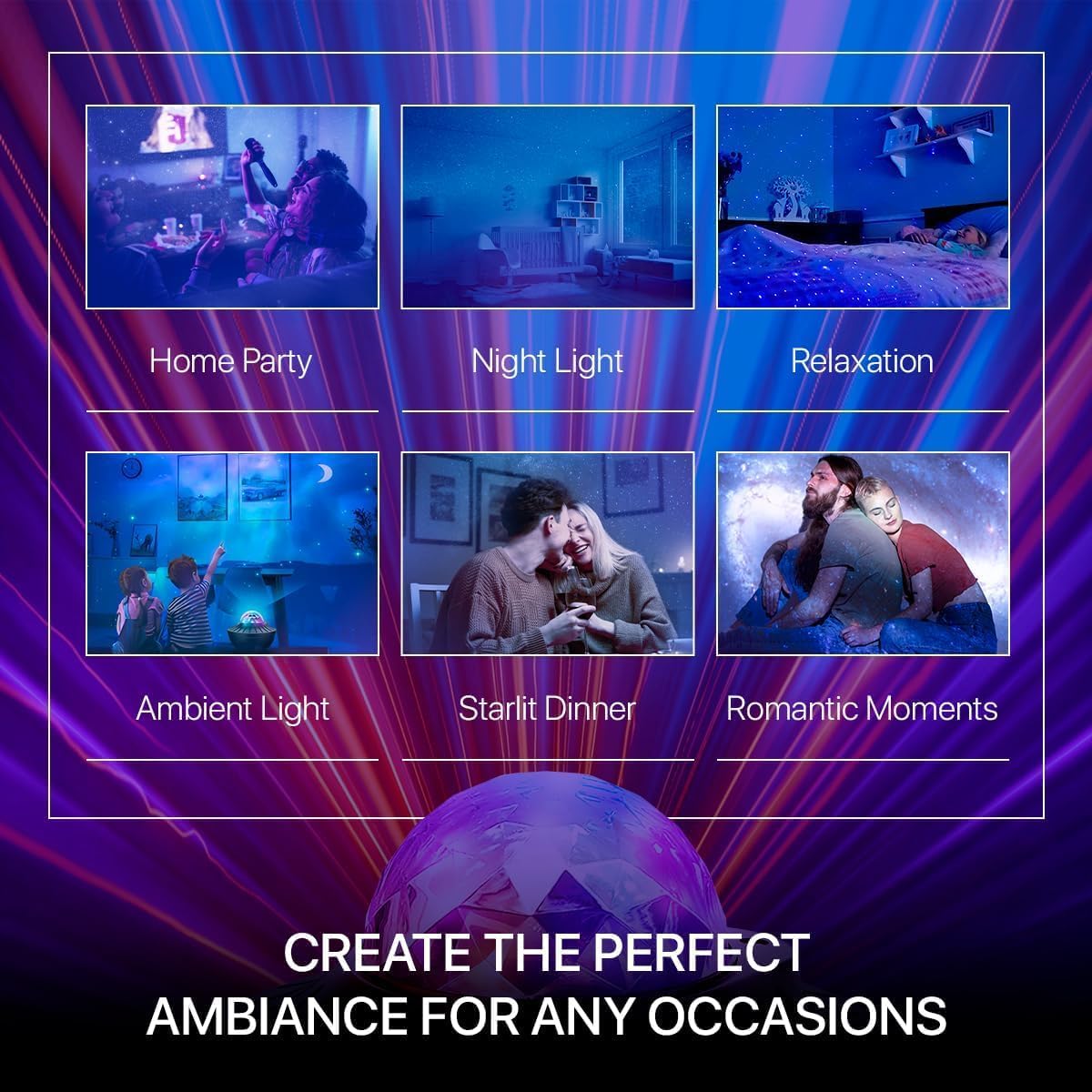 Galaxy Star Projector with Bluetooth Speaker - 21 LED Light Effects for Bedroom, Kids Room & Gaming Room Decor | Remote Control, Timer & APP | Perfect for Relaxation, Sleep Aid & Party Ambiance