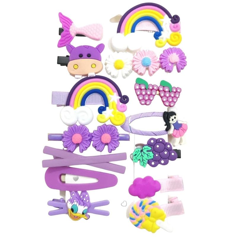 LYTIX 14Pcs Unicorn Ice Cream Hair Clips Set - Cute Cartoon Hair Barrettes for Girls, Toddlers & Kids | Perfect for Birthday Gifts, School Accessories & Party Favors