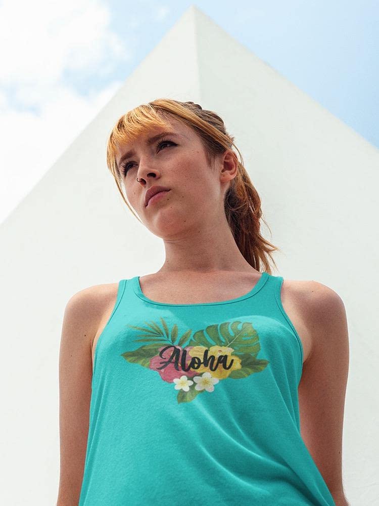 Aloha Leaves Racerback Tank Top for Women | Floral Print Summer Workout Shirt | Yoga, Beach, Casual Wear - SPIdeals Designs