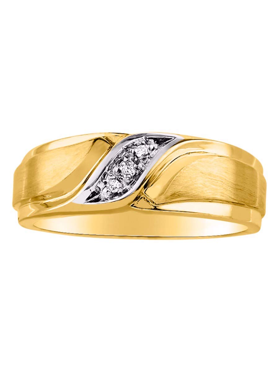 Rylos Men's Wedding Band Ring - 14K Yellow Gold Plated Sterling Silver with Genuine Diamonds (Sizes 6-13) | His & Hers Matching Couple Rings for Anniversary, Engagement & Special Occasions