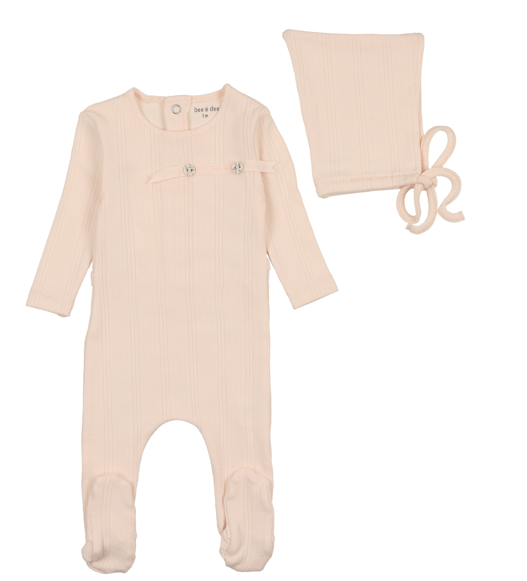 BEE & DEE Ditsy Footie with Bonnet for Babies - Newborn to 9 Months (3M-9M) - Soft Cotton Pajamas for Cozy Sleep & Playtime