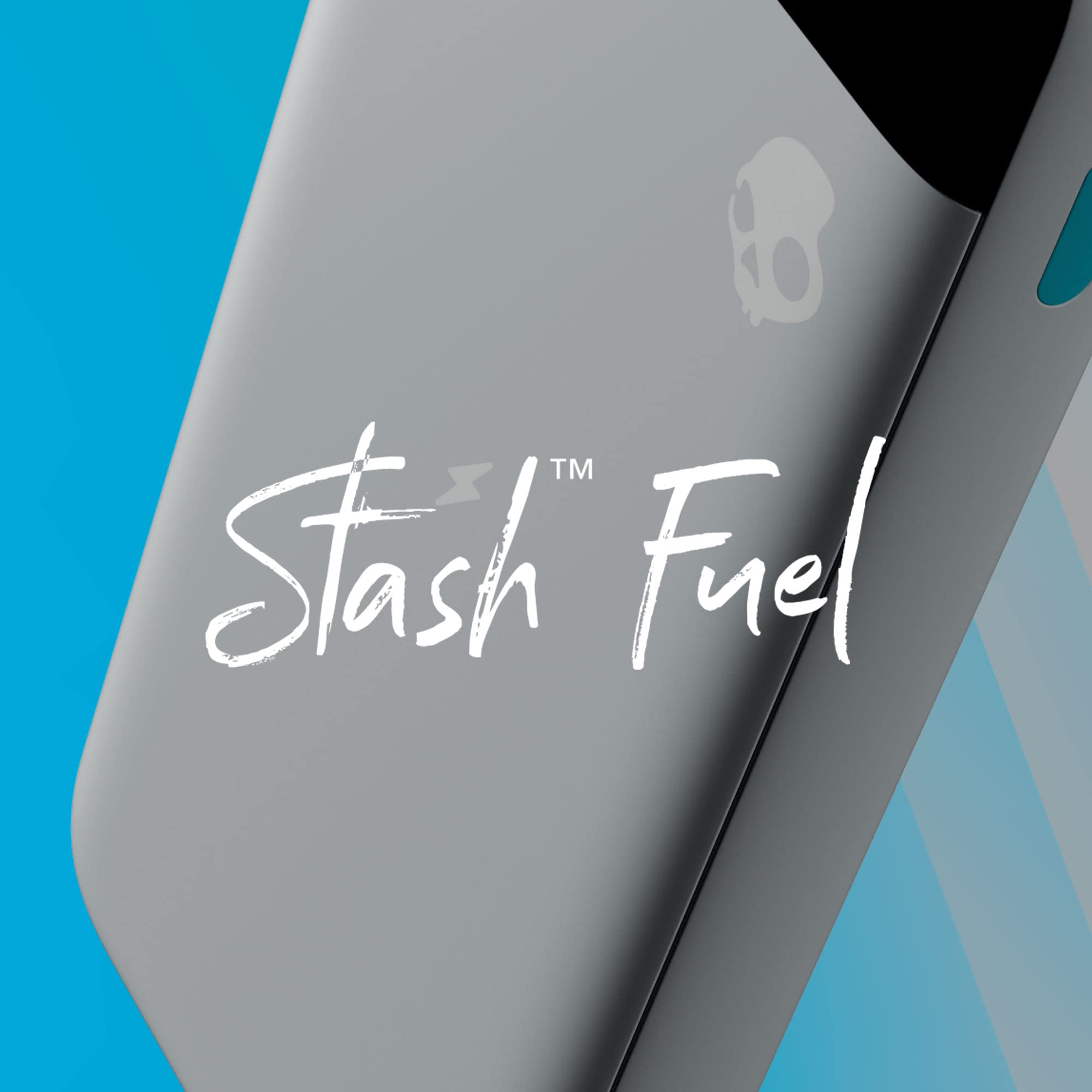 Skullcandy Stash Fuel 10000mAh Wireless Power Bank - 10W Fast Wireless Charging, USB-C & Dual USB-A Ports, Includes Micro USB/Type-C Cable (Grey/Blue) - Perfect for Travel, Camping & On-the-Go Charging