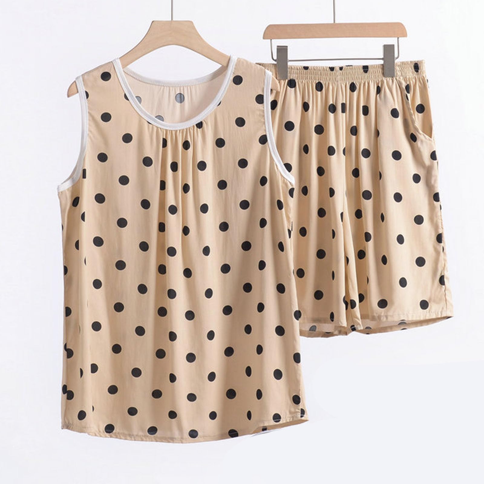 Women's 2-Piece Summer Outfit 2024 - Trendy Floral Print Sleeveless Tank Top & Shorts Set | Casual Pajama Lounge Wear for Home, Beach Vacation & Sleepwear