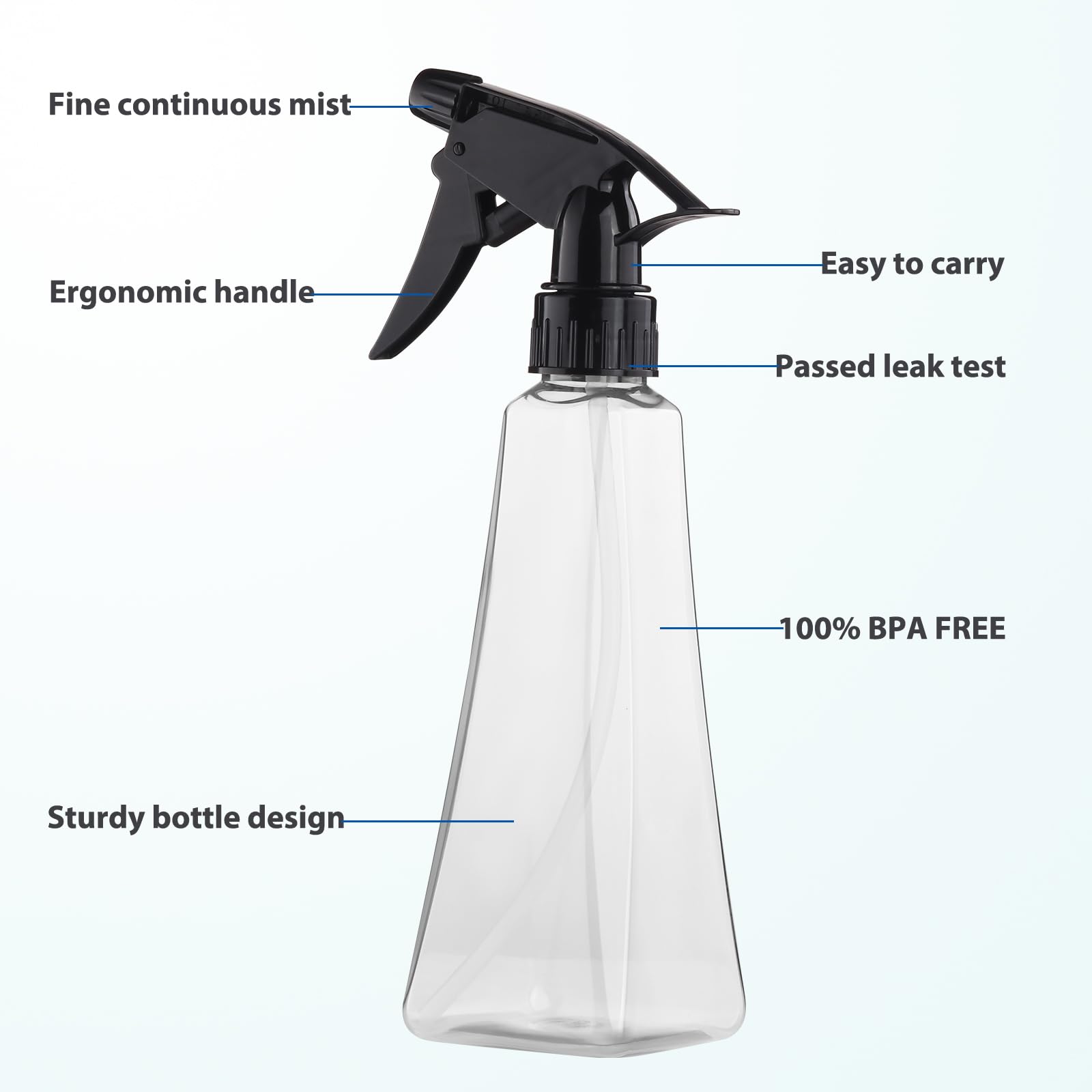 12 Oz Spray Bottles (2-Pack) - Fine Mist & Stream Settings - BPA-Free Plastic Water Sprayer for Hair Care, Plant Misting, Household Cleaning, Cooking, BBQ, Pet Grooming - Leak Proof Design - Multi Color Options - Perfect for Home, Salon, Garden & Kitchen Use