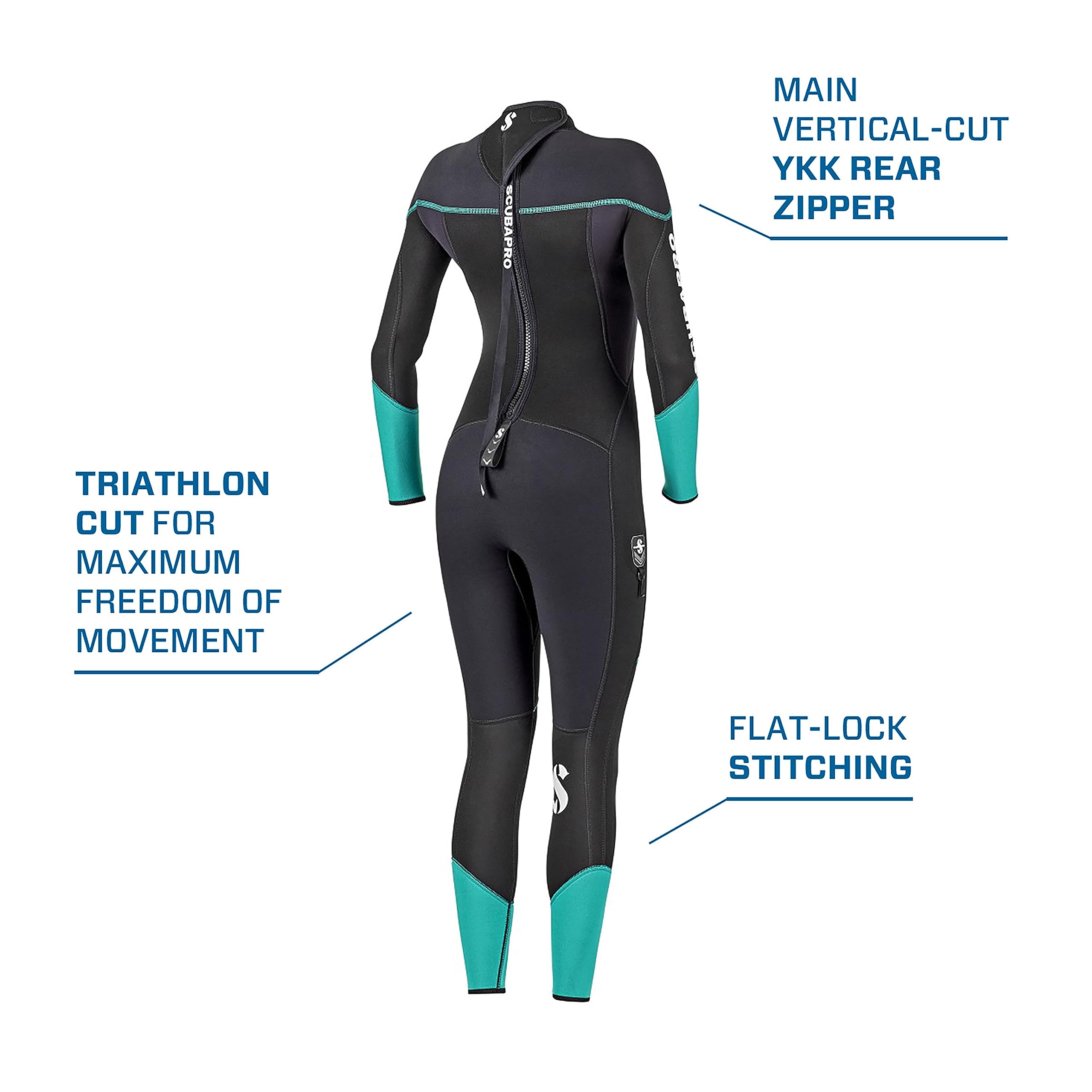 Scubapro Sport Steamer 3mm Back-Zip Women's Full Wetsuit - Premium Neoprene Diving Suit for Snorkeling, Surfing & Water Sports