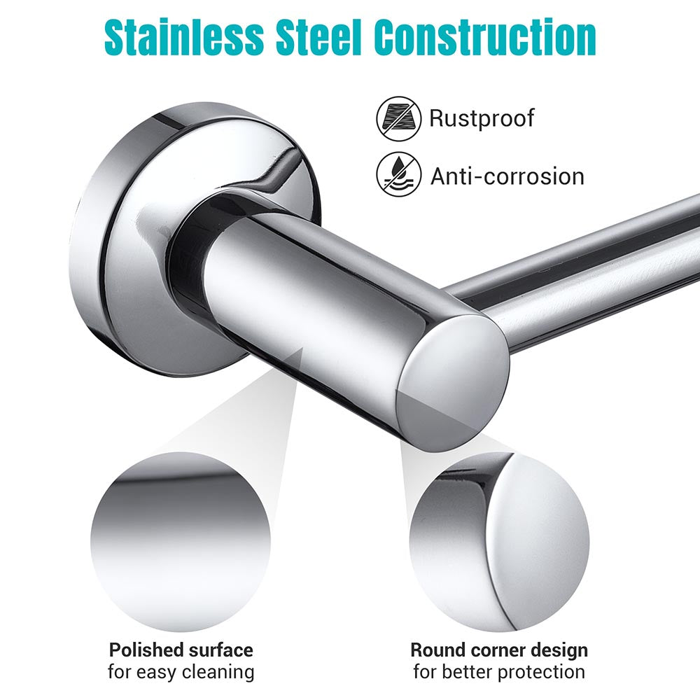 Aquaterior Stainless Steel Towel Bar - 23 Inch Wall Mounted Bathroom Towel Rack for Kitchen, Bathroom & Spa - Rustproof & Durable