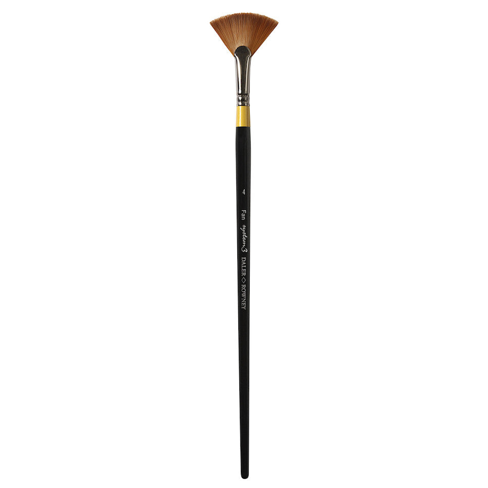 Daler Rowney System3 Acrylic Brush - Long Handle Fan Brush SY46 Size 4 - Perfect for Acrylic Painting, Watercolor & Fine Art Techniques