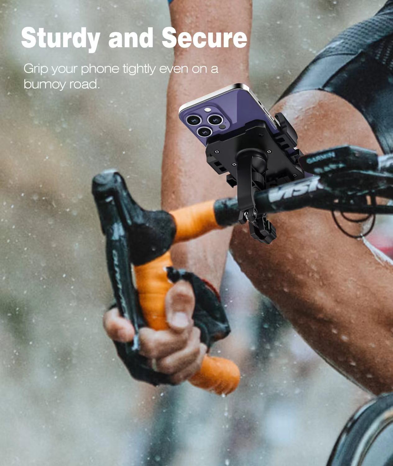 **Bike Phone Holder Mount - Secure Handlebar Phone Mount for Bicycle & Motorcycle - Compatible with iPhone & 4.5-6.8