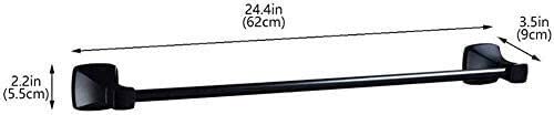Black Aluminum No-Drill Suction Cup Towel Holder - Wall Mounted Bathroom Organizer for Hand Towels, Shower Storage & Space Saving - Perfect for Small Bathrooms, Apartments & RVs