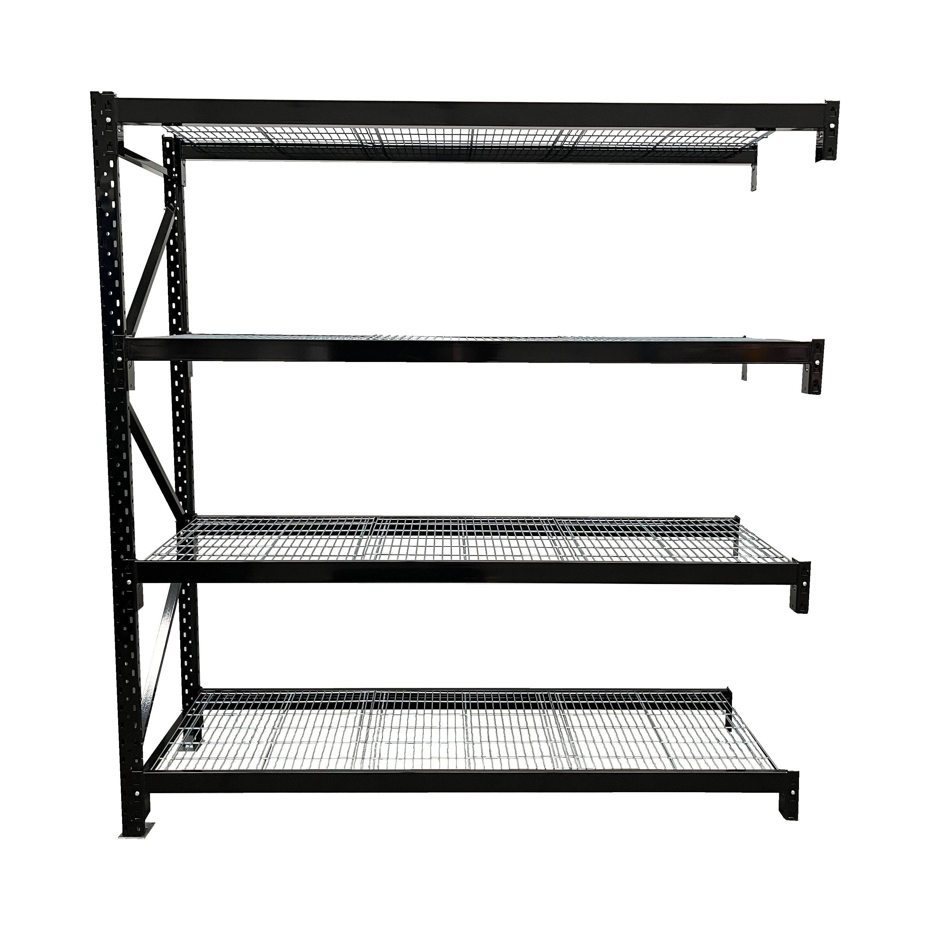 Black Long Span Shelving With Mesh - 2000mm Height & 600mm Depth - Heavy Duty Storage Rack for Warehouse, Garage, and Retail Use