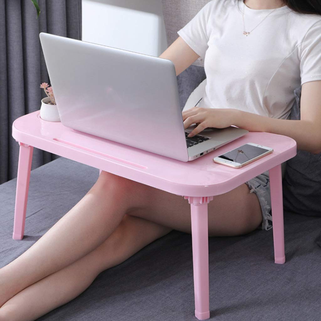 Pink Home Office Desk - Small Foldable Computer Desk for Bedroom & Study