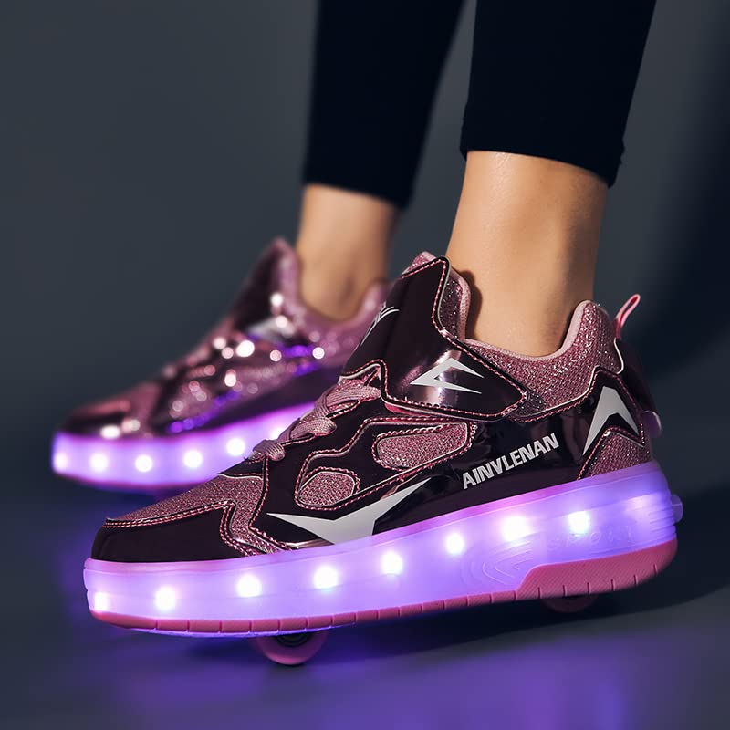 Kids LED Roller Skate Shoes with Double Wheels - Rechargeable Retractable Light Up Sneakers for Boys & Girls | Perfect for Christmas & Birthday Gifts | Indoor & Outdoor Play, Skate Parks, and Birthday Parties