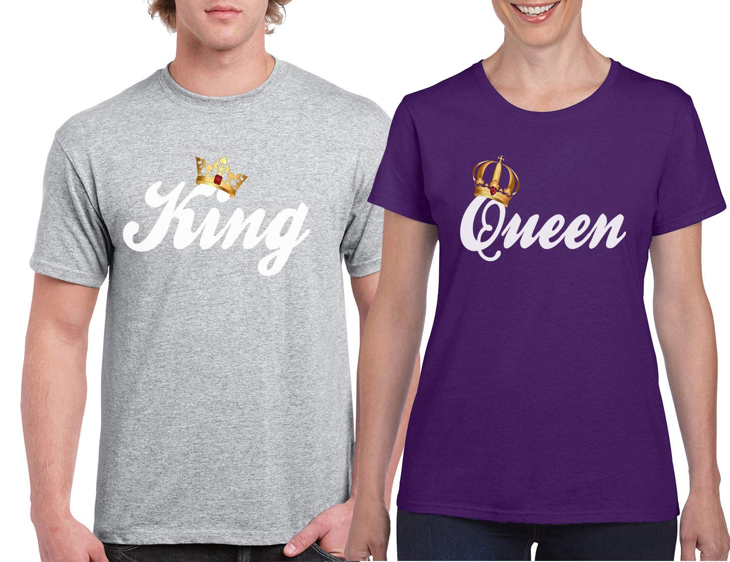 King & Queen Matching Couple T-Shirts - His and Her Love Tees for Anniversaries, Valentine's Day & Romantic Date Nights