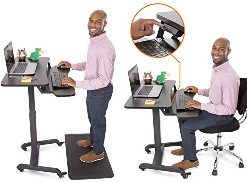 Stand Steady Cruizer Premier Rolling Electric Podium Desk - Adjustable Height Mobile Standing Desk with Wheels, Keyboard Tray & Programmable Controls - Compact Design for Office, School & Home Use (Black) - Perfect for Presentations, Remote Work & Classroom Teaching