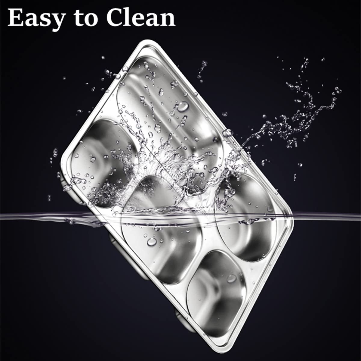 Tebery 3-Pack Stainless Steel Divided Plates with 5 Sections - Durable Rectangular Meal Trays for Adults & Kids | Perfect for Picky Eaters, Portion Control, Camping, School Lunches & Family Dinners