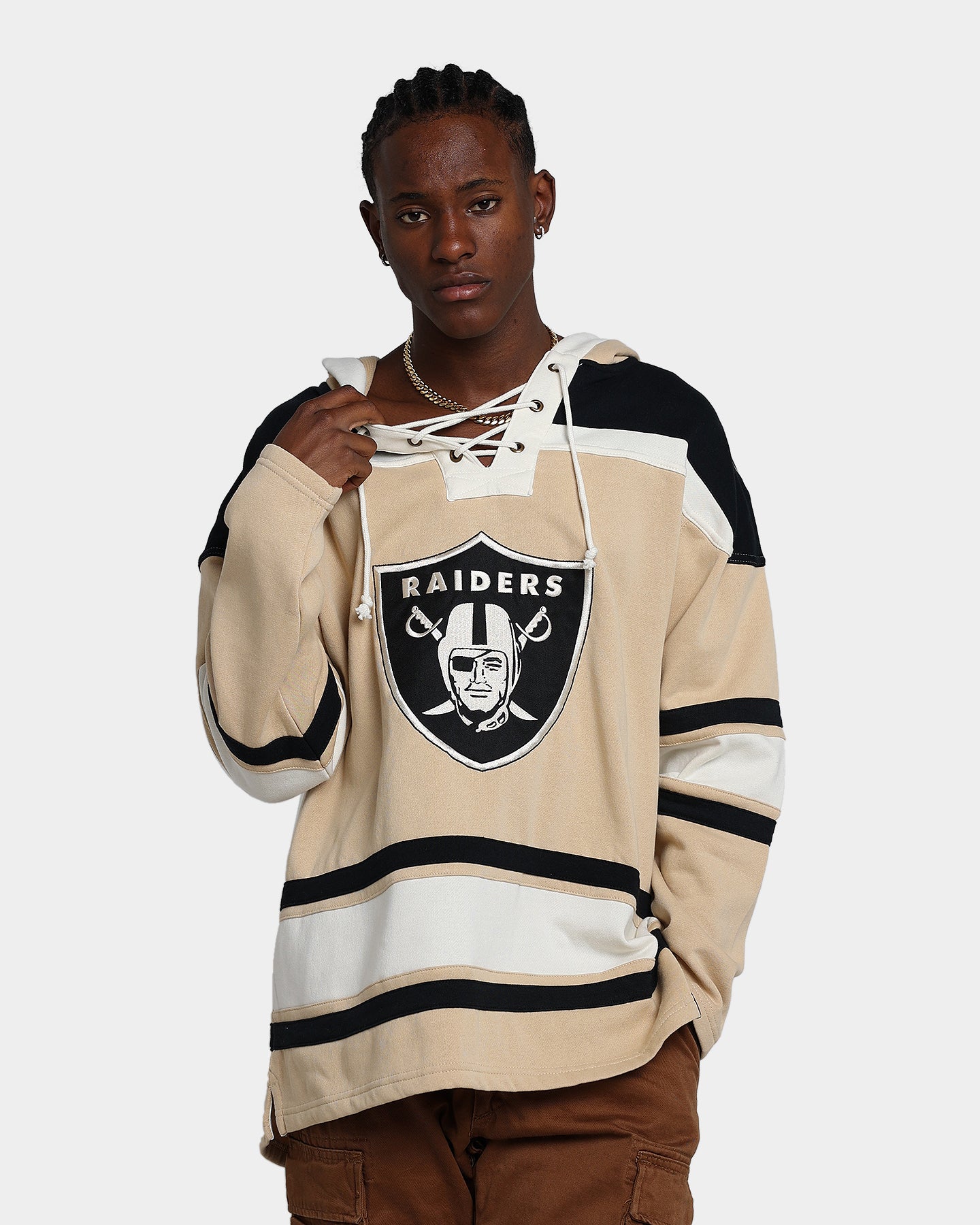 47 Brand Las Vegas Raiders Superior Lacer Hoodie - Khaki Color NFL Fan Apparel for Men & Women - Perfect for Game Day, Tailgating & Casual Wear
