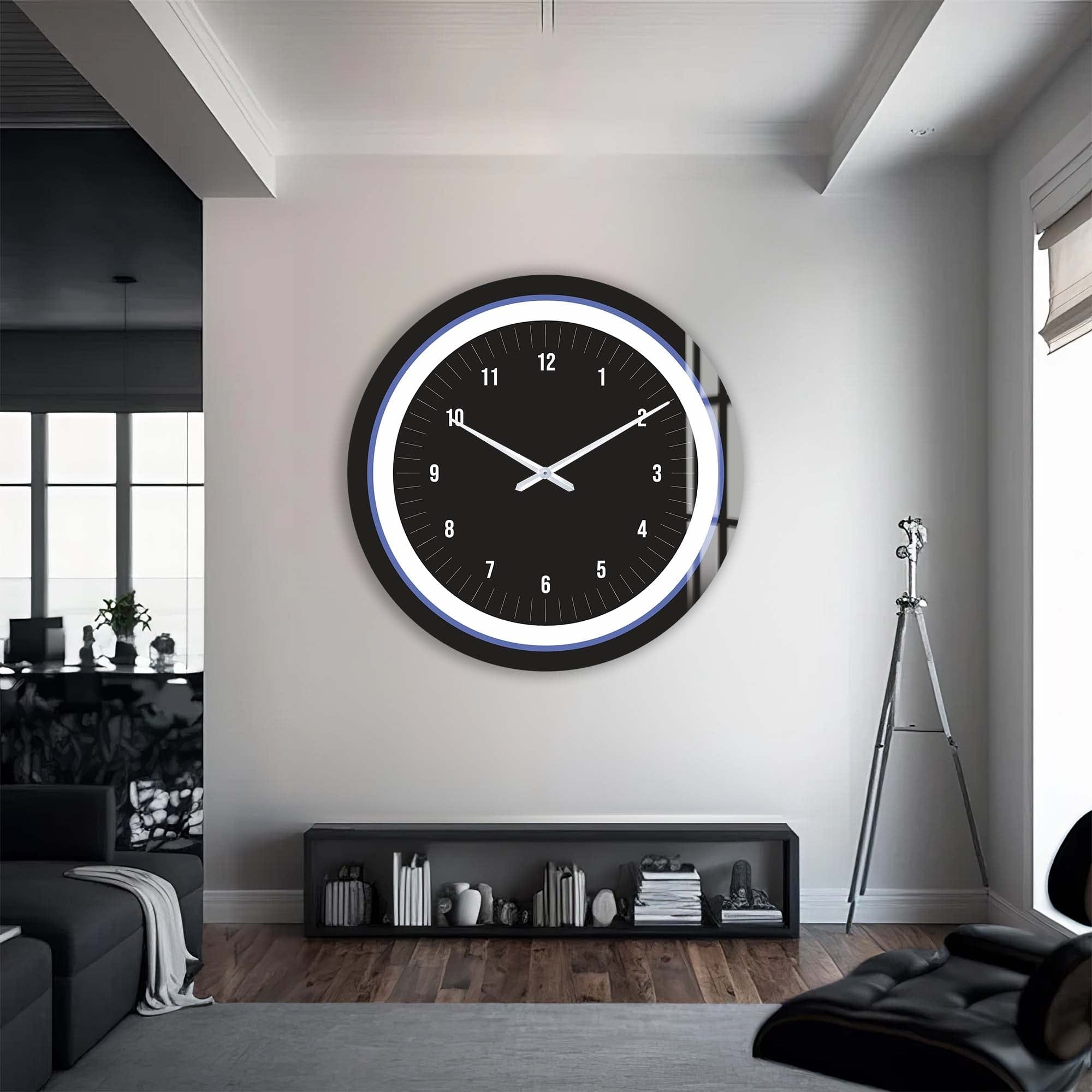 Sapphire Touch Glass Wall Clock - Elegant Modern Home Decor for Living Room, Bedroom & Office - Silent Non-Ticking Battery Operated Clock