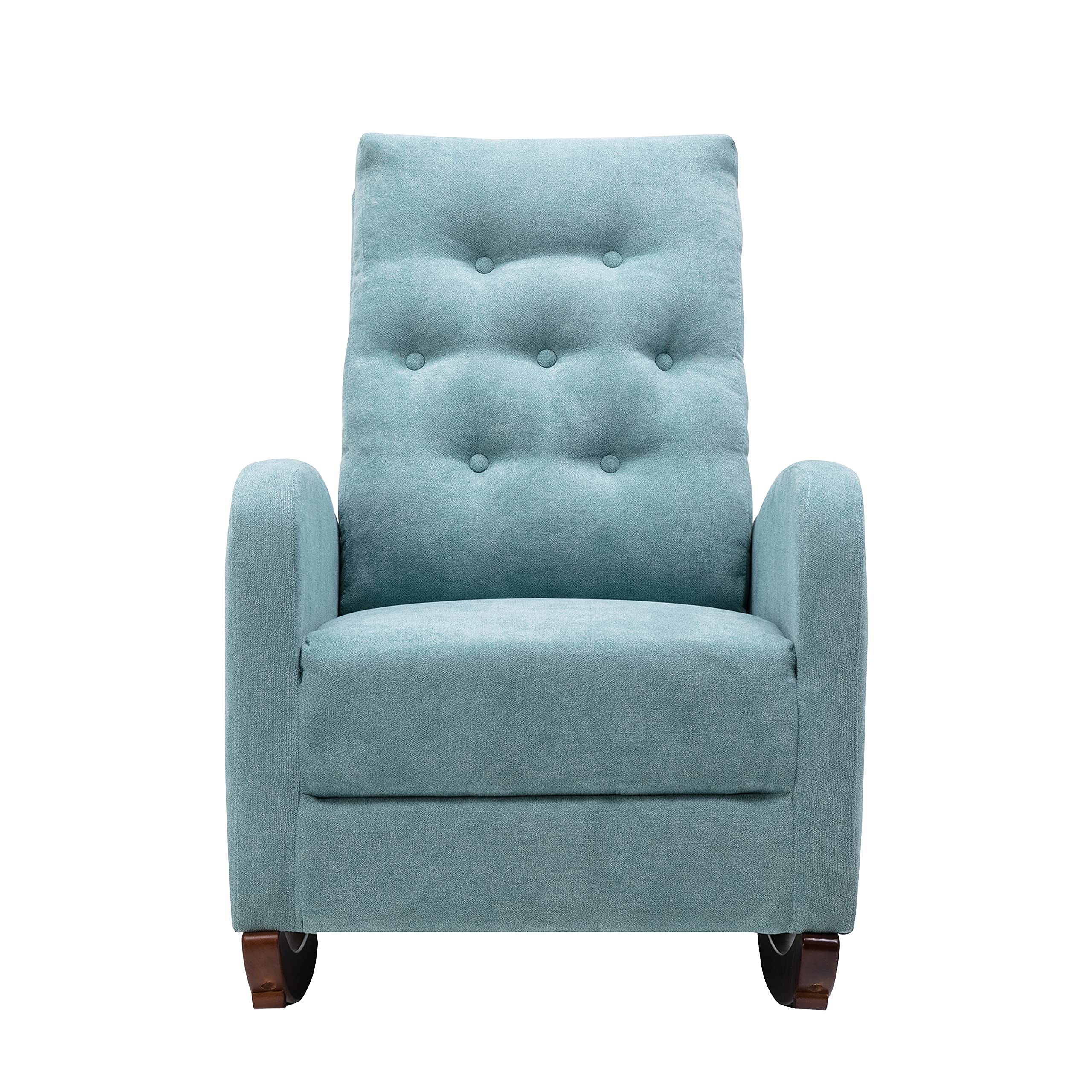 Velvet Rocking Chair - Modern Upholstered Lounge Chair with High Back & Padded Seat, Comfortable Nursery Rocker for Living Room, Bedroom, Nursery - Mint Green | Perfect for Relaxing, Reading & Nursing
