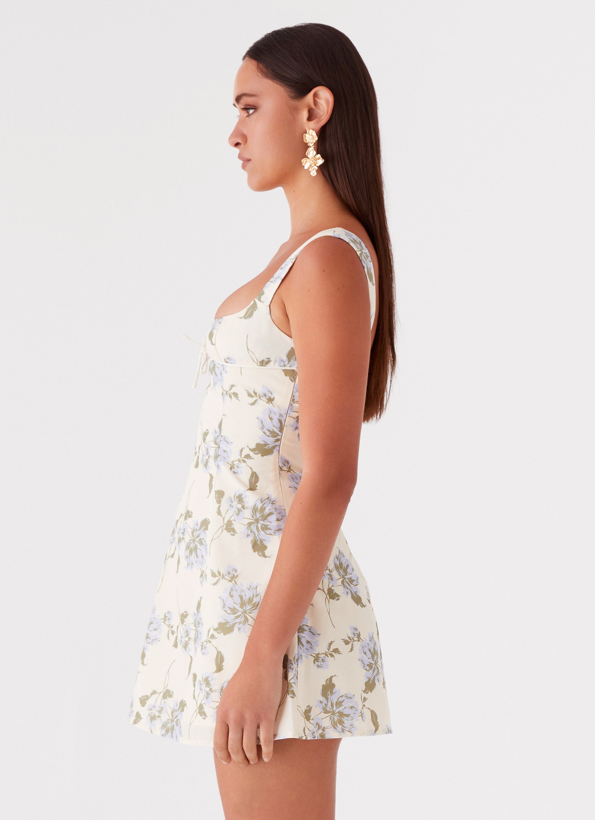 Cadence Mini Dress - Yellow & Purple Floral Print Summer Dress for Women | Casual & Party Wear | Perfect for Beach, Vacation, and Date Nights