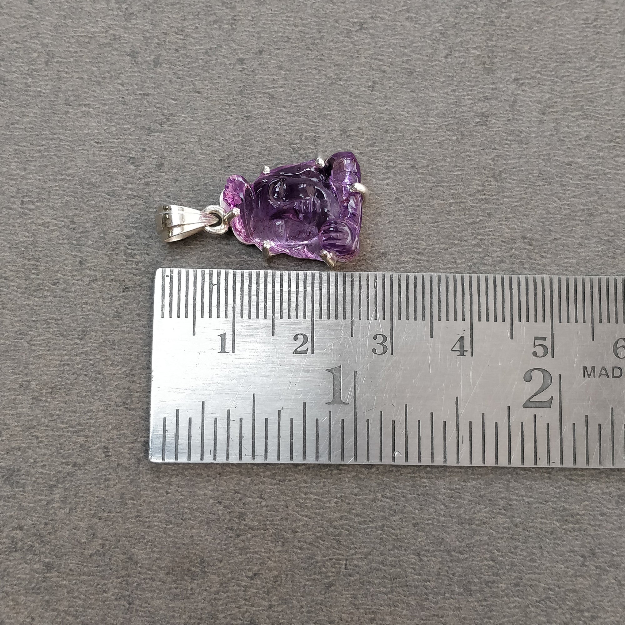 Natural Amethyst Gemstone 925 Sterling Silver Pendant - 3.96g Handcrafted Purple Shiva Pendant for Meditation & Spiritual Jewelry | Gift for Yoga Lovers & Crystal Collectors