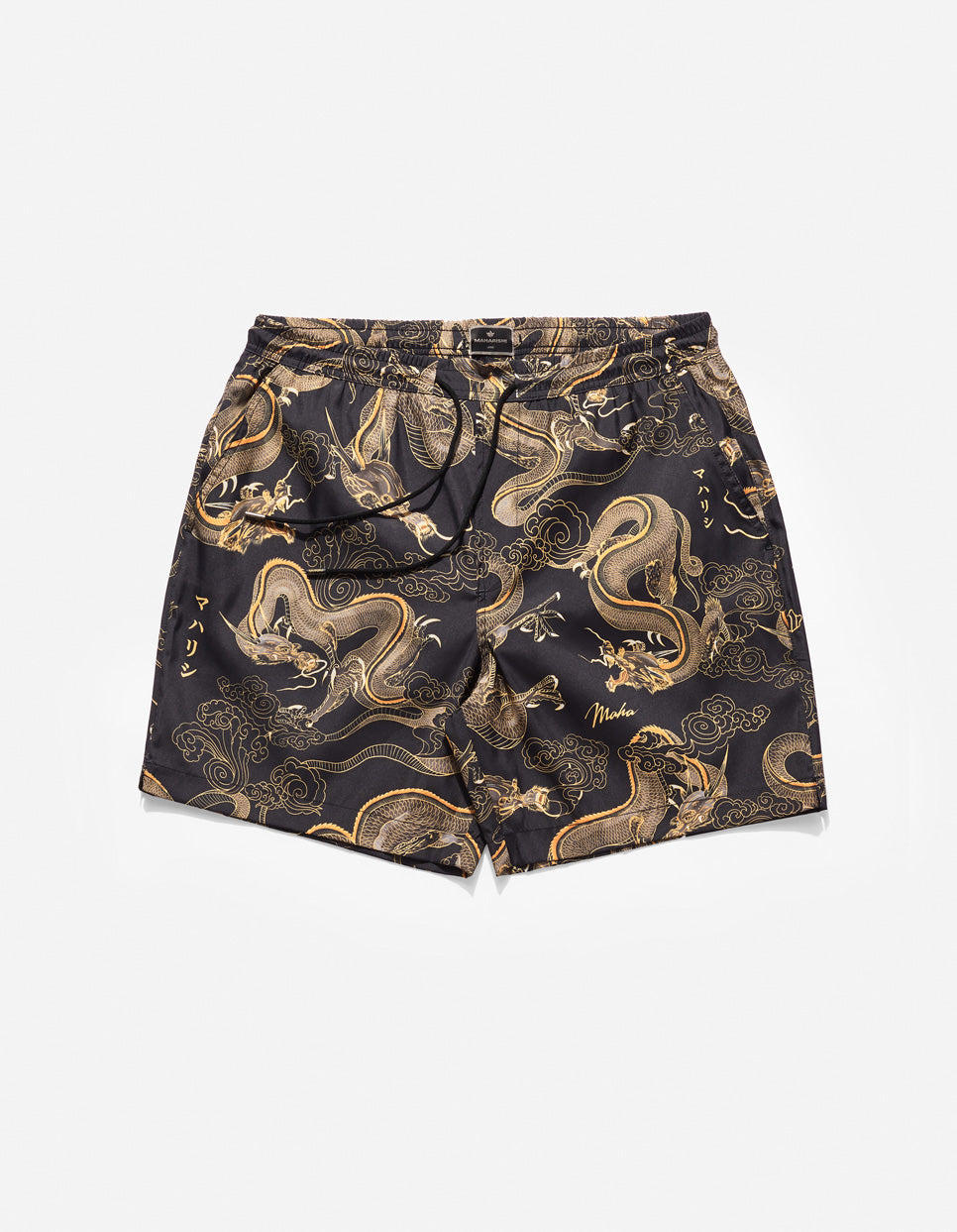 **Men's 1549 Dragon Print Swim Shorts - Quick Dry, Stretch Comfort - Black - Perfect for Beach, Pool & Summer Vacations**