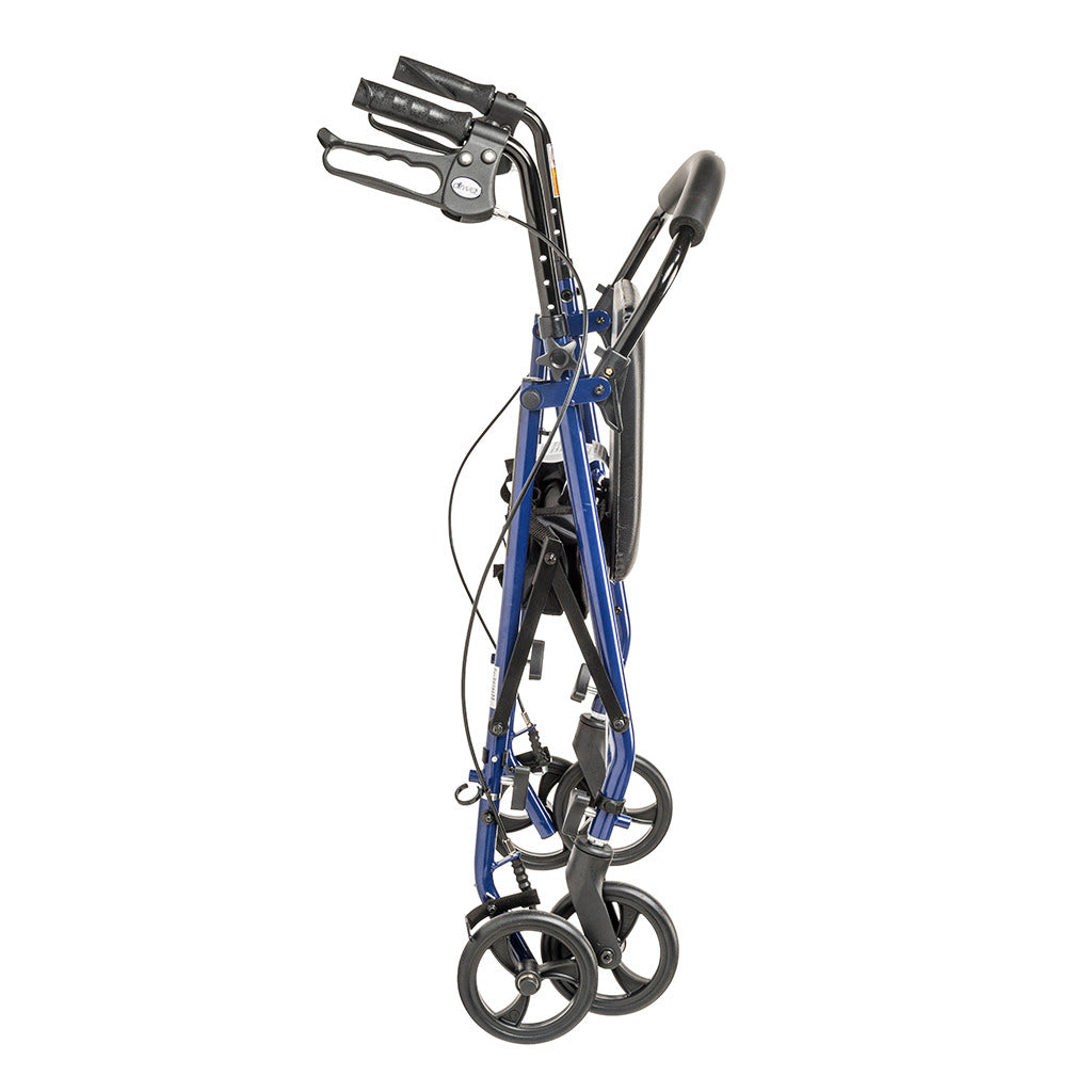 Steel Rollator Walker with 6 Inch Wheels | Foldable Mobility Aid for Seniors & Adults | Indoor & Outdoor Use for Shopping, Travel & Recovery