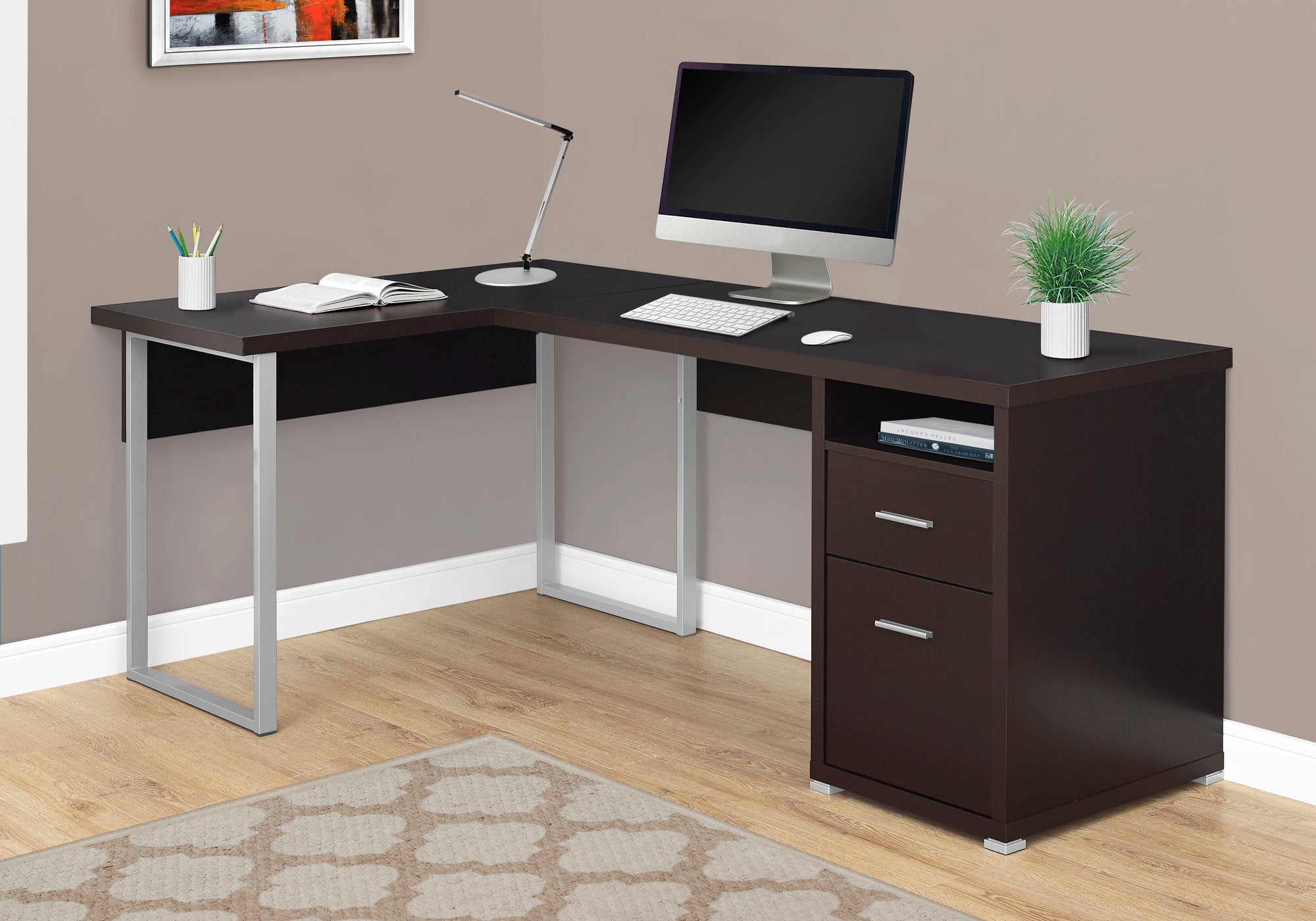 80L Office Series Espresso Left or Right Facing Sectional Sofa - Perfect for Home Office, Living Room & Small Spaces