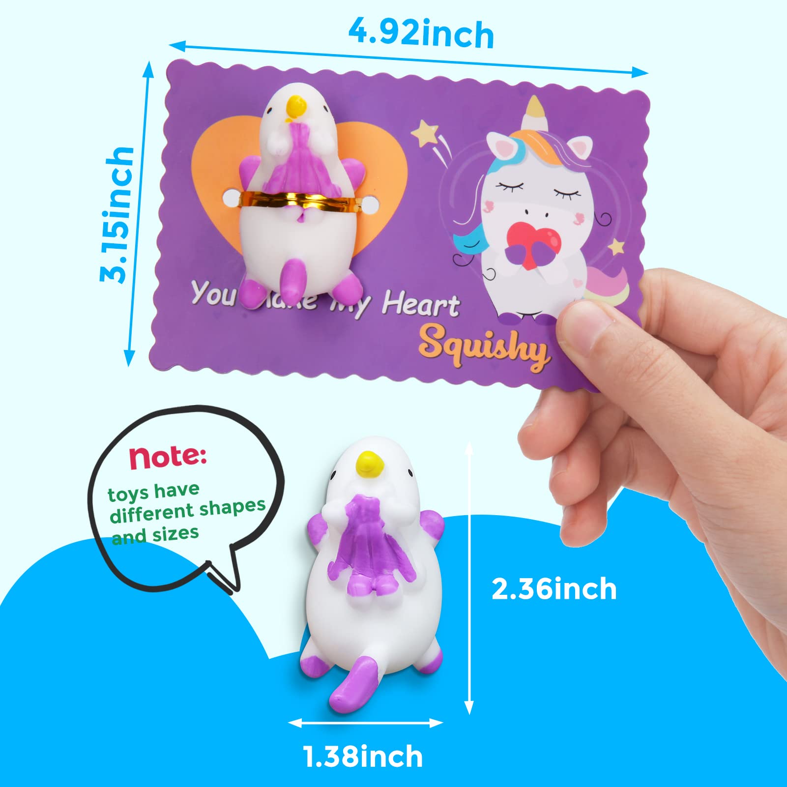 30 Pack Valentine's Day Cards with Mochi Squishy Toys - Cute Mini Stress Relief Toys for Kids, Classroom Prizes & Gift Exchange - Perfect for School Parties, Valentine's Day Gifts & Stress Relief Activities