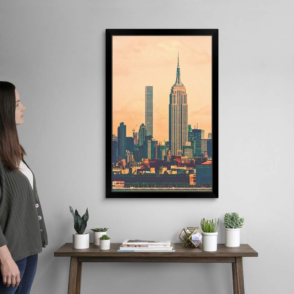 Empire State Building & 432 Park Ave Black Framed Art Print - New York City Skyline Wall Decor for Home & Office