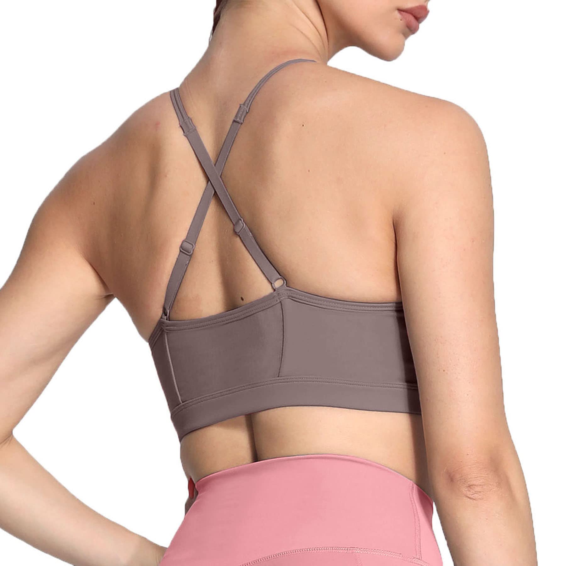 Aoxjox Women's Sports Bras - Workout Fitness Cross Back Yoga Crop Top with Ruched Design for Running, Gym & Yoga Training