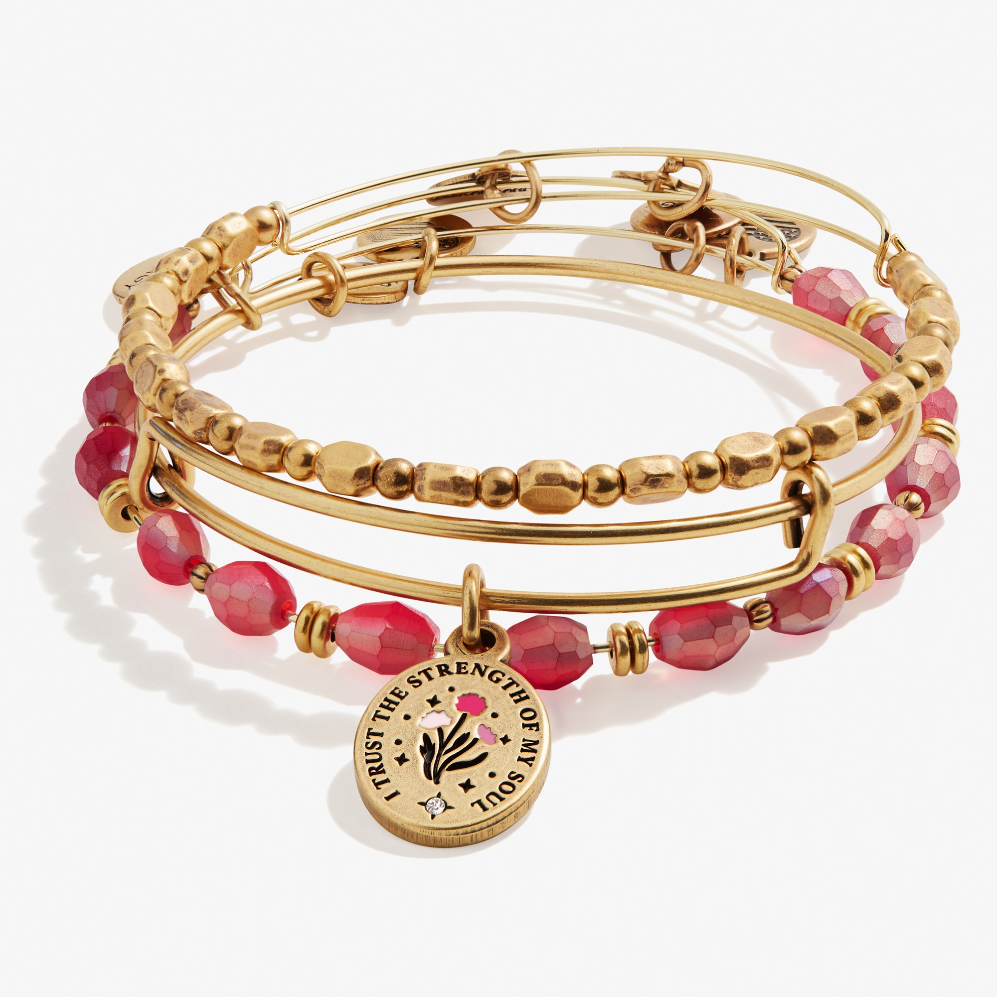 Stylish 'I Trust the Strength of My Soul' Charm Bangles - Set of 3 for Women | Spiritual Jewelry for Daily Wear, Meditation & Positive Affirmations