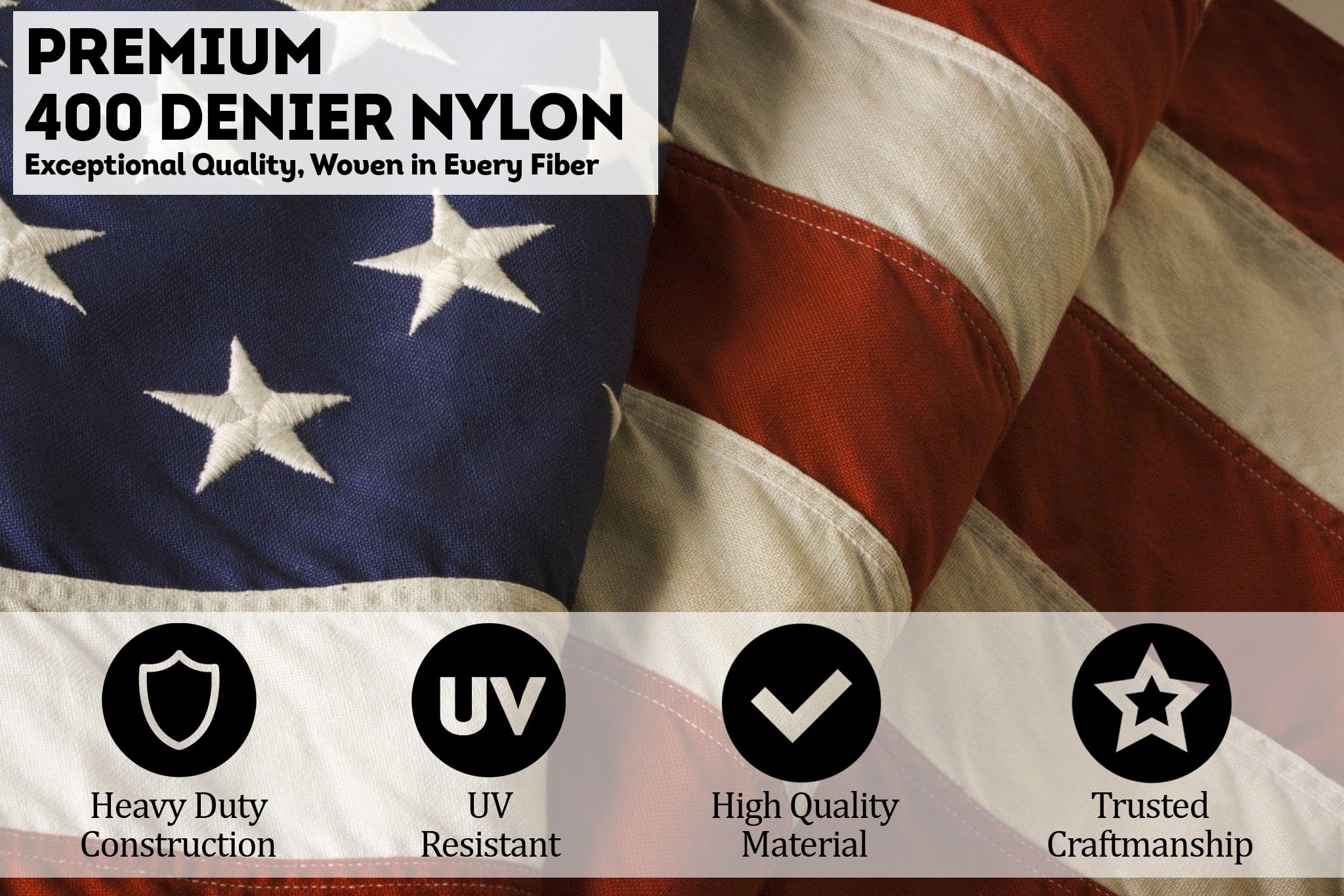 Premium 5x8 Ft American Embroidered Ceremonial Flag with Gold Fringe - Heavy Duty 400D Nylon Fabric - Embroidered Stars & Sewn Stripes - Indoor Pole Sleeve - USA Made - Perfect for Government Buildings, Schools & Patriotic Events