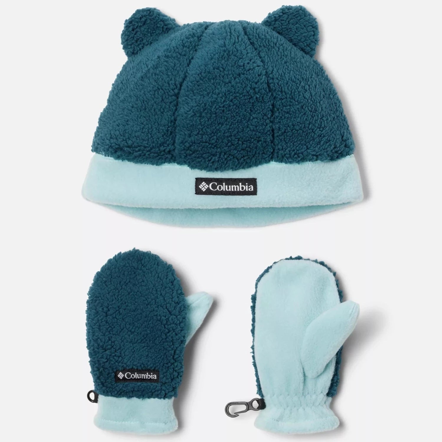Columbia Night Wave/Aqua Haze Rugged Ridge Toddler Beanie & Mittens Set - Warm Winter Hat and Gloves for Kids - Perfect for Snow Play, Skiing & Outdoor Adventures