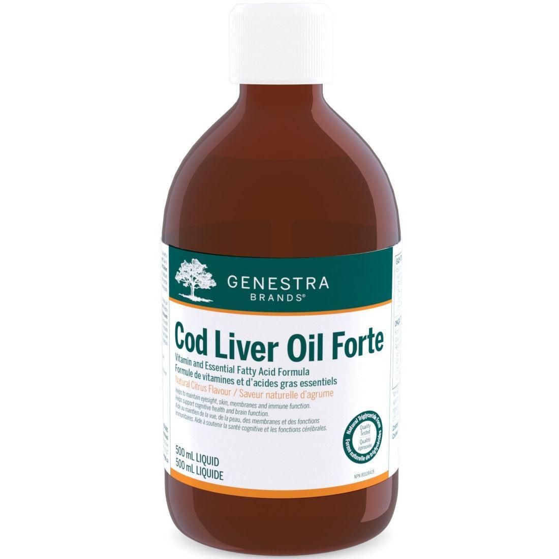 Genestra Cod Liver Oil Forte (DHA & EPA) 500ml - Premium Omega-3 Supplement for Heart, Brain & Joint Health - Supports Immunity & Wellness for Adults & Kids