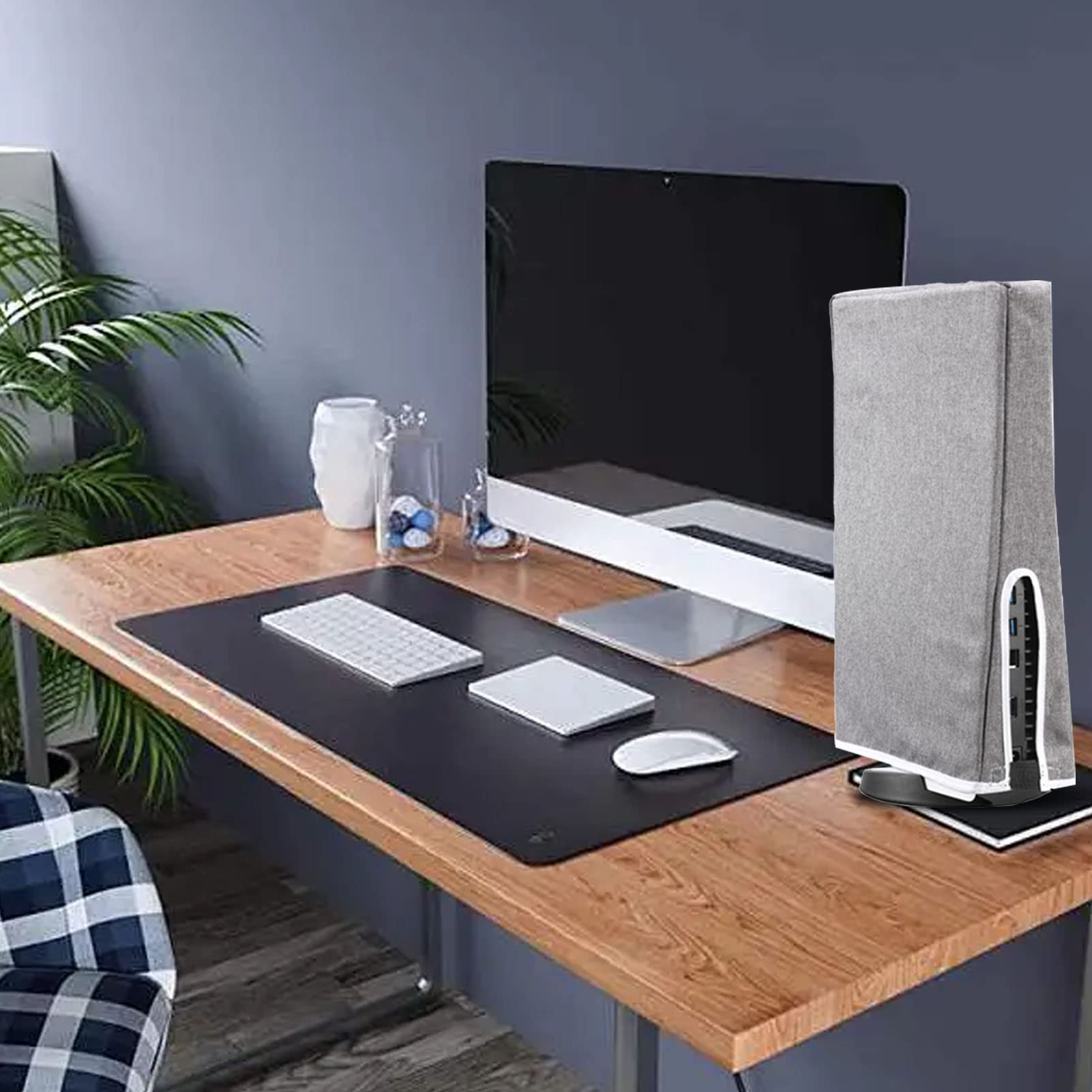 Elprico Dust Cover for PS5 Console - Vertical Dust Protector for Gaming Consoles, Durable & Shockproof Oxford Fabric Cover for PlayStation 5 (Gray) - Perfect for Home Entertainment & Gaming Setup Protection