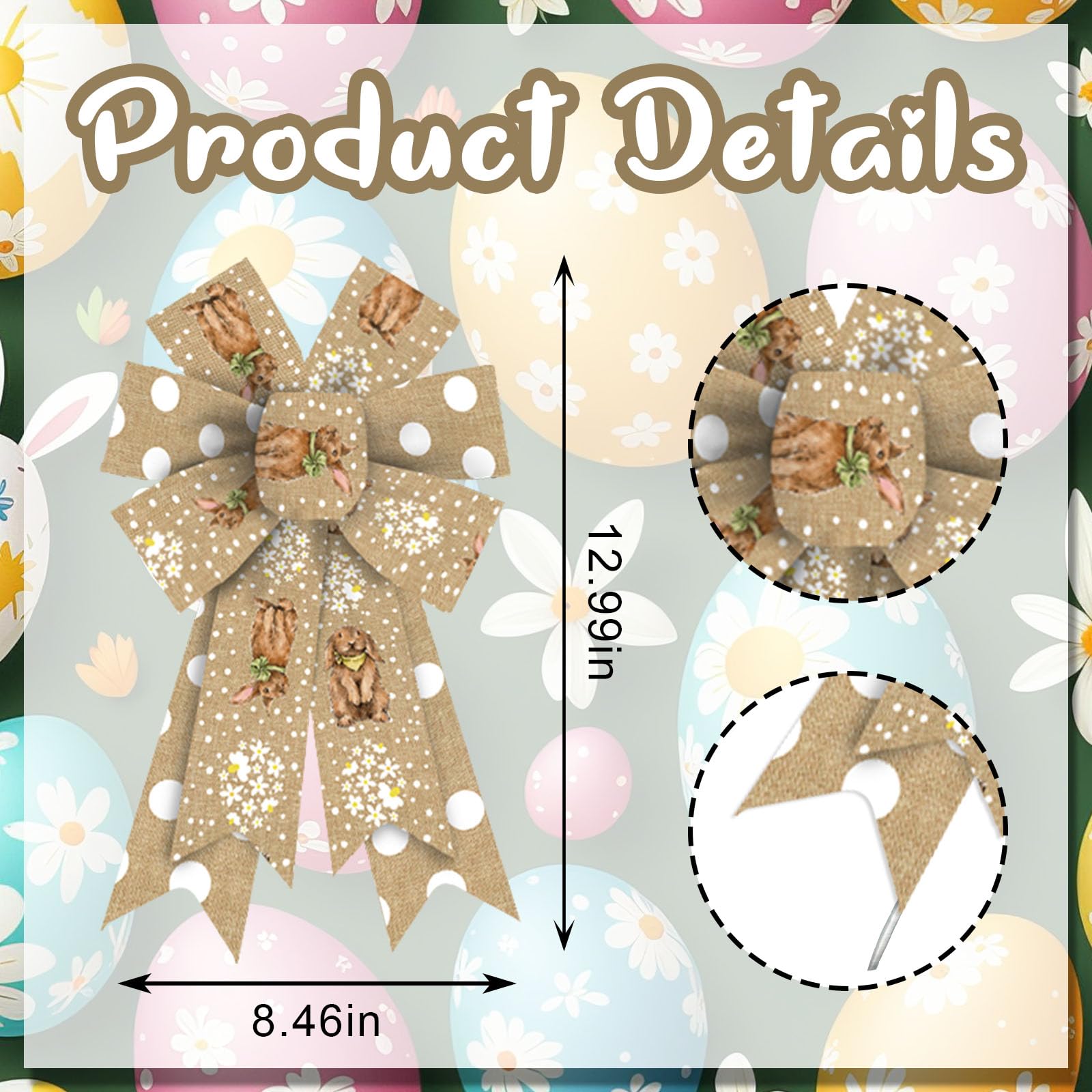2PCS Easter Wreath Bows - Bunny Floral Decor for Spring Party