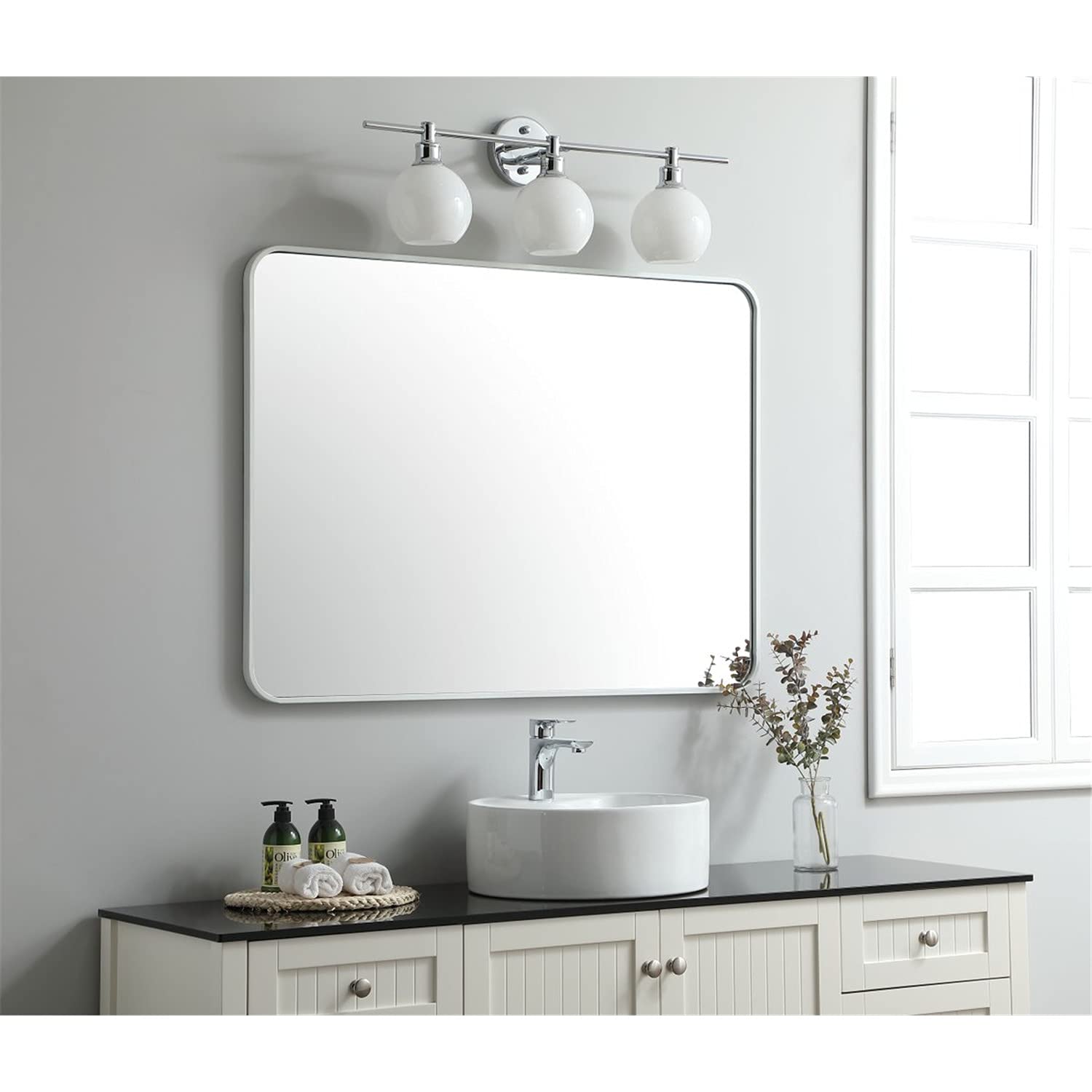 Elegant White Metal Rectangular Mirror 30x40 - Home Decor & Wall Styling
