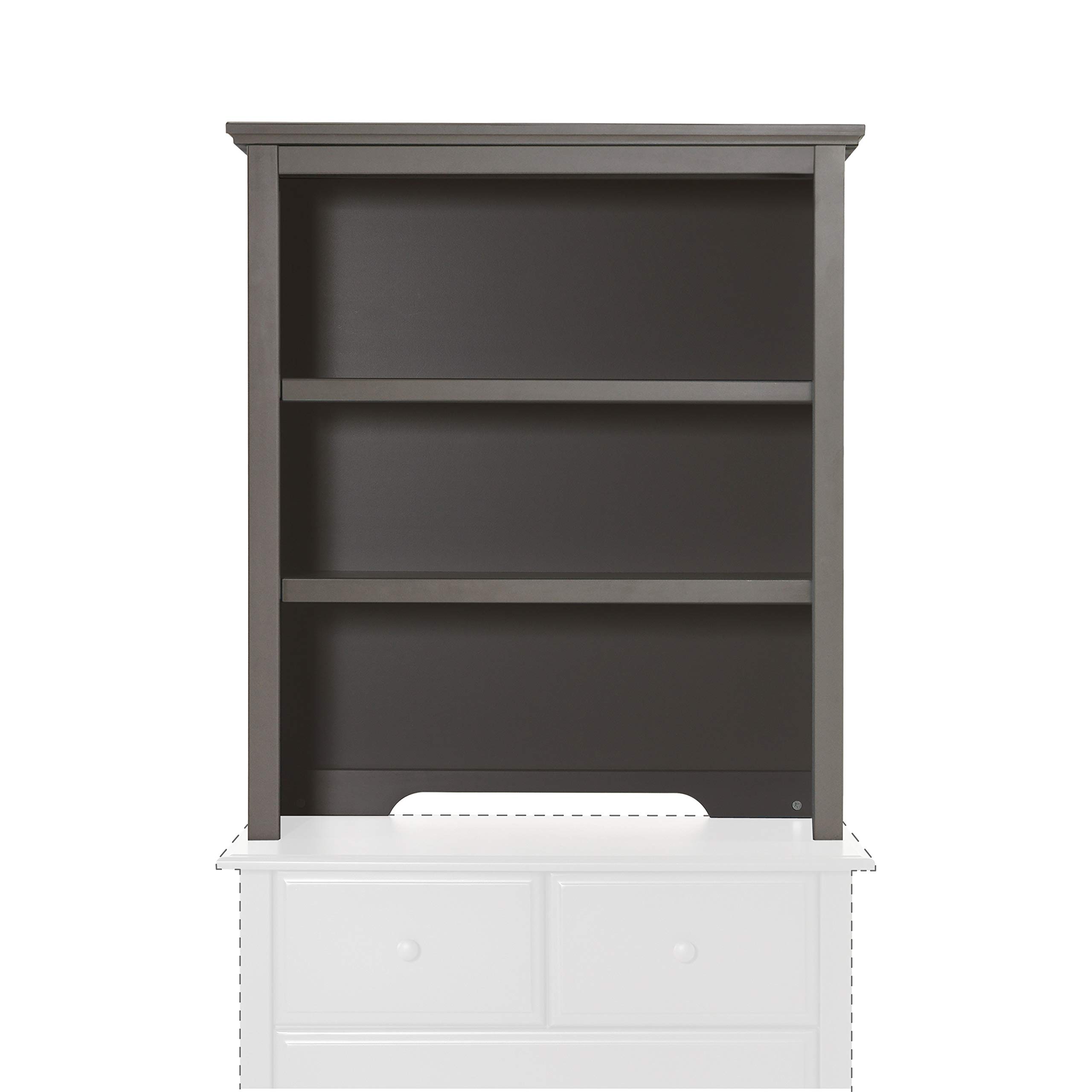 DaVinci Autumn Bookcase Hutch in Slate - Modern Storage Cabinet for Living Room, Office & Bedroom - Stylish Bookshelf with Adjustable Shelves for Home Decor & Organization