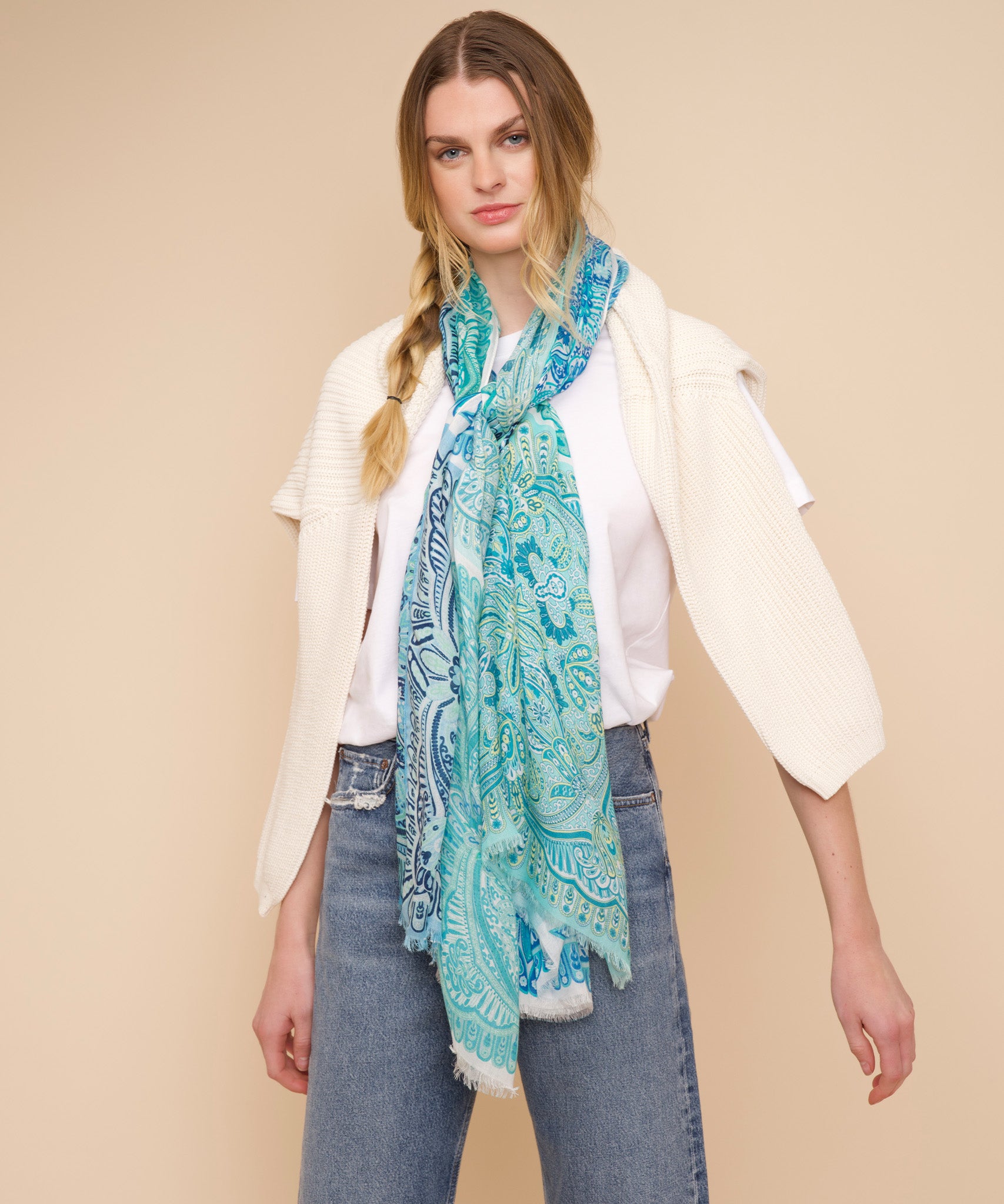 Handmade Patchwork Tile Wrap Scarf - Boho Chic Fashion Accessory for Women, Perfect for Layering, Beach Cover-Ups, and Festival Outfits