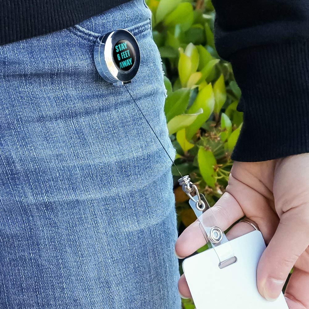 Retractable Badge Reel with 6 Feet Retractable Cord - Chrome ID Card Holder Clip for Work, Security, and Events