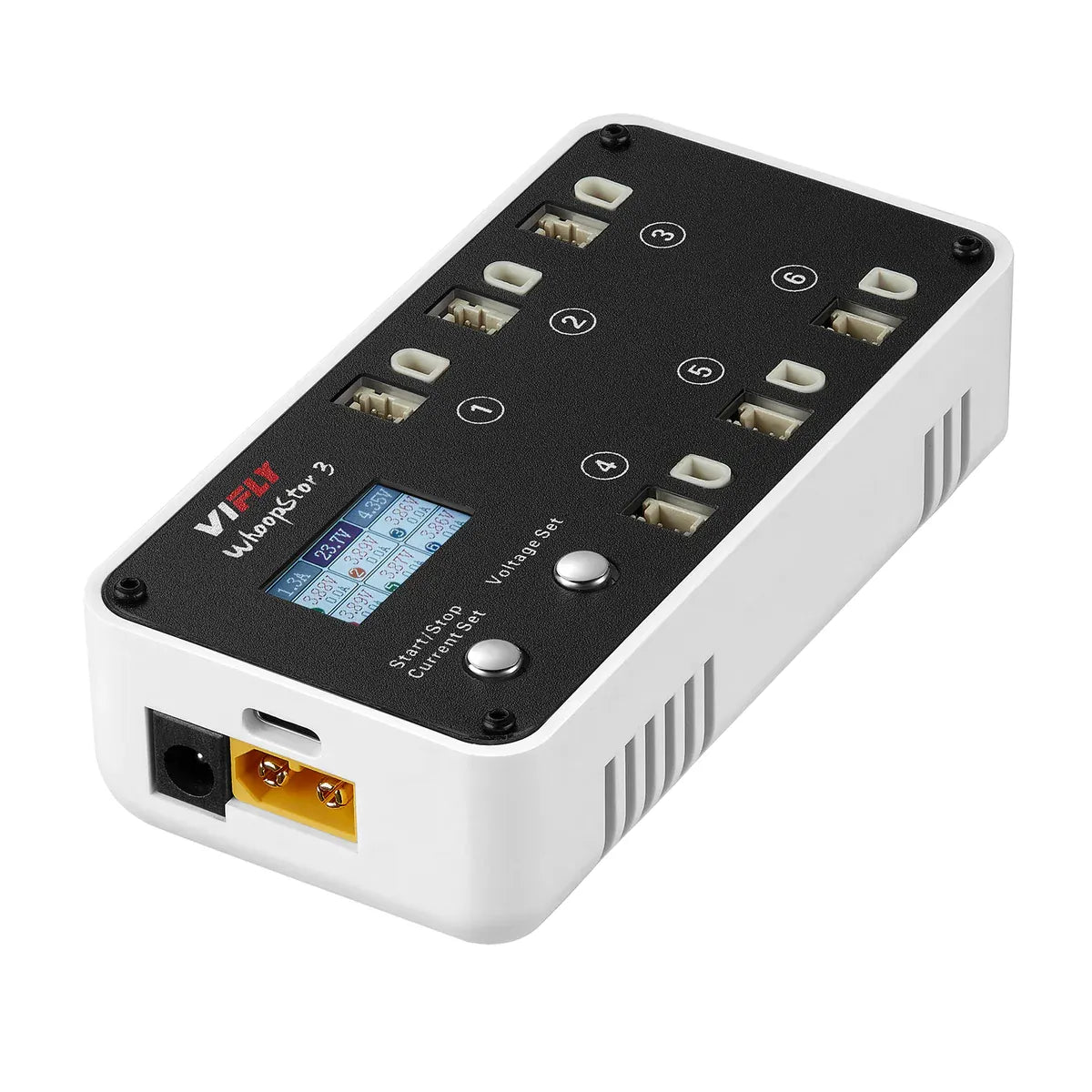 VIFLY WhoopStor 3 1S LiPo/LiHV 6-Channel Battery Storage Charger - Compatible with BT2.0 & PH2.0 Connectors | Fast USB-C Charging for Drone & RC Batteries | Perfect for FPV Racing and DIY Projects