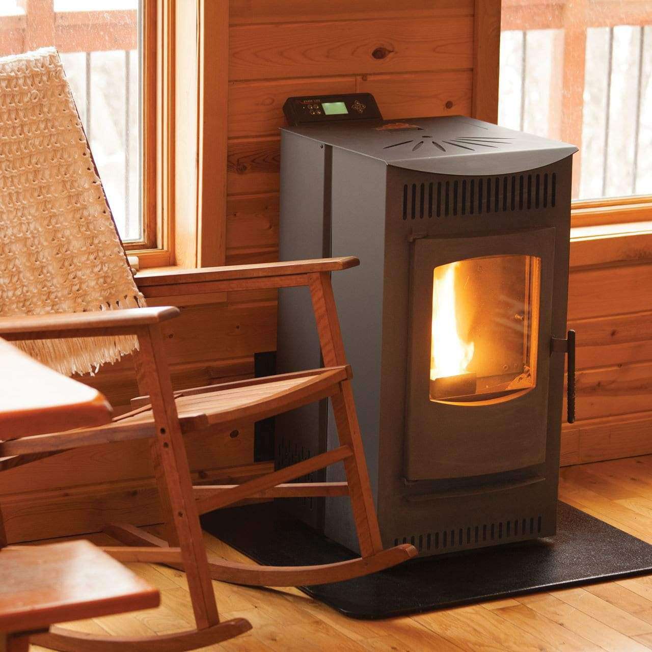 Castle Serenity EPA Certified Wood Pellet Stove - Heats Up to 1,500 Sq Ft - Eco-Friendly Heating for Homes, Cabins & RV - Perfect for Winter & Off-Grid Living